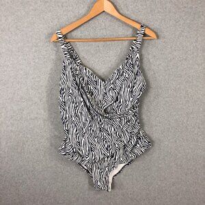 NWT Evri Navy Blue Striped Swimsuit Size 2X